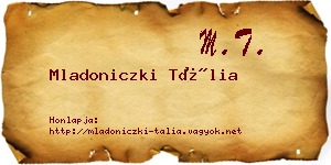 Mladoniczki Tália névjegykártya